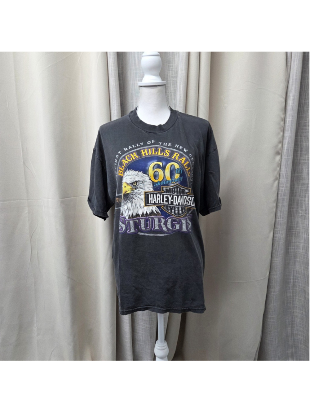 Vintage 2000 Harley Davidson Motorcycles 60th Sturgis Eagle T Shirt XL Black